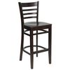 HERCULES Ladder Back Wood Bar Stool with Walnut Finish - XU-DGW0005BARLAD-WAL-GG
