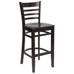 HERCULES Ladder Back Wood Bar Stool with Walnut Finish - XU-DGW0005BARLAD-WAL-GG