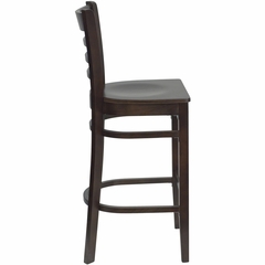 HERCULES Ladder Back Wood Bar Stool with Walnut Finish - XU-DGW0005BARLAD-WAL-GG