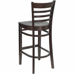 HERCULES Ladder Back Wood Bar Stool with Walnut Finish - XU-DGW0005BARLAD-WAL-GG