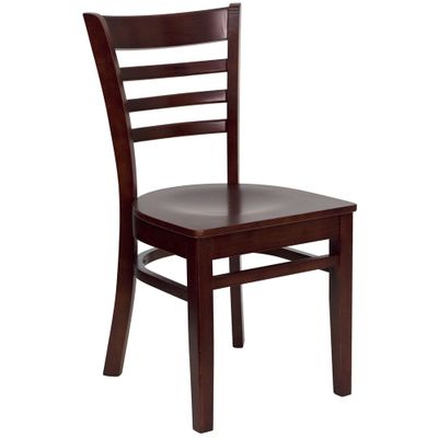 HERCULES Ladder Back Wood Chair with Mahogany Finish - XU-DGW0005LAD-MAH-GG