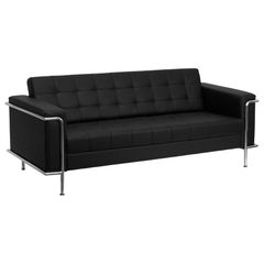 HERCULES Lesley Series Contemporary Black Leather Sofa with Encasing Frame - ZB-LESLEY-8090-SOFA-BK-GG