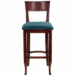HERCULES Mahogany Finished Wood Bierdermeier Bar Stool - XU-DGW0014BARBIER-MAH-GG