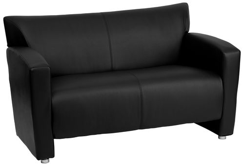 HERCULES Majesty Series Black Leather Love Seat  - 222-2-BK-GG