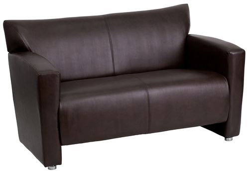 HERCULES Majesty Series Brown Leather Love Seat  - 222-2-BN-GG