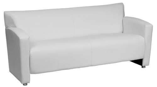 HERCULES Majesty Series White Leather Sofa - 222-3-WH-GG