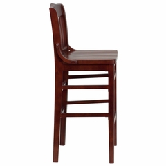 HERCULES Schoolhouse Back Wood Restaurant Bar Stool - Mahogany Finish - XU-DG-W0006BAR-MAH-GG