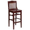 HERCULES Schoolhouse Back Wood Restaurant Bar Stool - Mahogany Finish - XU-DG-W0006BAR-MAH-GG