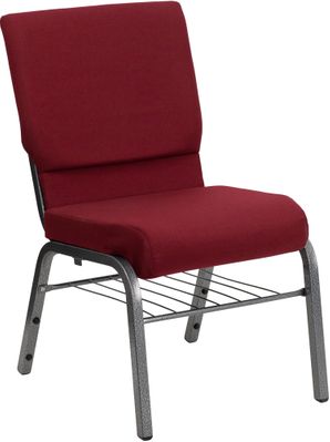 HERCULES Series 18.5'' Wide Burgundy Church Chair - Silver Vein Frame - XU-CH-60096-BY-SILV-BAS-GG