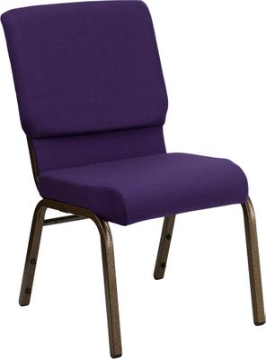 HERCULES Series 18.5'' Wide Royal Purple Stacking Church Chair - Gold Vein Frame - FD-CH02185-GV-ROY-GG