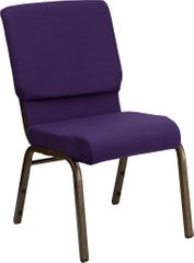 HERCULES Series 18.5'' Wide Royal Purple Stacking Church Chair - Gold Vein Frame - FD-CH02185-GV-ROY-GG