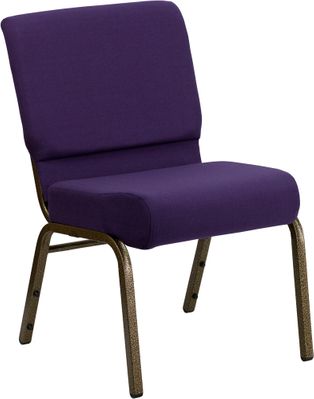 HERCULES Series 21'' Extra Wide Royal Purple Stacking Church Chair - Gold Vein Frame - FD-CH0221-4-GV-ROY-GG