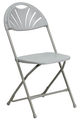 HERCULES Series 440 lb. Capacity Gray Plastic Fan Back Folding Chair - BH-D0002-GY-GG