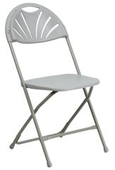 HERCULES Series 440 lb. Capacity Gray Plastic Fan Back Folding Chair - BH-D0002-GY-GG