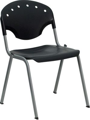 HERCULES Series 550 lb. Capacity Black Polypropylene Stack Chair - RUT-TY01-BK-GG