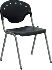HERCULES Series 550 lb. Capacity Black Polypropylene Stack Chair - RUT-TY01-BK-GG