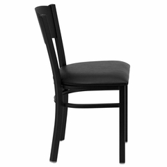 HERCULES Series Black Circle Back Metal Restaurant Chair - Black Vinyl Seat - XU-DG-60119-CIR-BLKV-GG