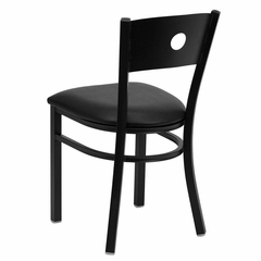 HERCULES Series Black Circle Back Metal Restaurant Chair - Black Vinyl Seat - XU-DG-60119-CIR-BLKV-GG