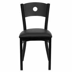 HERCULES Series Black Circle Back Metal Restaurant Chair - Black Vinyl Seat - XU-DG-60119-CIR-BLKV-GG