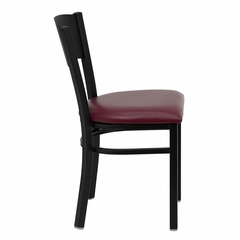 HERCULES Series Black Circle Back Metal Restaurant Chair - Burgundy Vinyl Seat - XU-DG-60119-CIR-BURV-GG