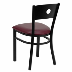 HERCULES Series Black Circle Back Metal Restaurant Chair - Burgundy Vinyl Seat - XU-DG-60119-CIR-BURV-GG