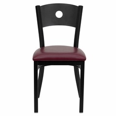 HERCULES Series Black Circle Back Metal Restaurant Chair - Burgundy Vinyl Seat - XU-DG-60119-CIR-BURV-GG