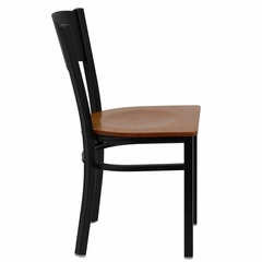 HERCULES Series Black Circle Back Metal Restaurant Chair - Cherry Wood Seat - XU-DG-60119-CIR-CHYW-GG