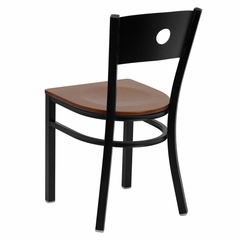 HERCULES Series Black Circle Back Metal Restaurant Chair - Cherry Wood Seat - XU-DG-60119-CIR-CHYW-GG