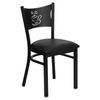 HERCULES Series Black Coffee Back Metal Restaurant Chair - Black Vinyl Seat - XU-DG-60099-COF-BLKV-GG