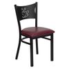 HERCULES Series Black Coffee Back Metal Restaurant Chair - Burgundy Vinyl Seat - XU-DG-60099-COF-BURV-GG