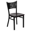 HERCULES Series Black Coffee Back Metal Restaurant Chair - Mahogany Wood Seat - XU-DG-60099-COF-MAHW-GG