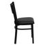 HERCULES Series Black Grid Back Metal Restaurant Chair - Black Vinyl Seat - XU-DG-60115-GRD-BLKV-GG