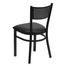HERCULES Series Black Grid Back Metal Restaurant Chair - Black Vinyl Seat - XU-DG-60115-GRD-BLKV-GG