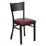HERCULES Series Black Grid Back Metal Restaurant Chair - Burgundy Vinyl Seat - XU-DG-60115-GRD-BURV-GG