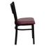 HERCULES Series Black Grid Back Metal Restaurant Chair - Burgundy Vinyl Seat - XU-DG-60115-GRD-BURV-GG