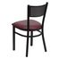 HERCULES Series Black Grid Back Metal Restaurant Chair - Burgundy Vinyl Seat - XU-DG-60115-GRD-BURV-GG