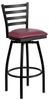 HERCULES Series Black Ladder Back Swivel Metal Bar Stool - Burgundy Vinyl Seat  - XU-6F8B-LADSWVL-BURV-GG
