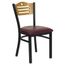 HERCULES Series Black Slat Back Metal Restaurant Chair - Natural Wood Back, Burgundy Vinyl Seat - XU-DG-6G7B-SLAT-BURV-GG