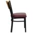 HERCULES Series Black Slat Back Metal Restaurant Chair - Natural Wood Back, Burgundy Vinyl Seat - XU-DG-6G7B-SLAT-BURV-GG