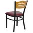 HERCULES Series Black Slat Back Metal Restaurant Chair - Natural Wood Back, Burgundy Vinyl Seat - XU-DG-6G7B-SLAT-BURV-GG