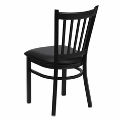 HERCULES Series Black Vertical Back Metal Restaurant Chair - Black Vinyl Seat - XU-DG-6Q2B-VRT-BLKV-GG