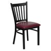 HERCULES Series Black Vertical Back Metal Restaurant Chair - Burgundy Vinyl Seat - XU-DG-6Q2B-VRT-BURV-GG