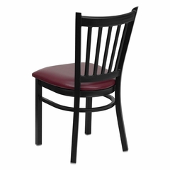 HERCULES Series Black Vertical Back Metal Restaurant Chair - Burgundy Vinyl Seat - XU-DG-6Q2B-VRT-BURV-GG