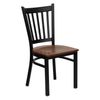 HERCULES Series Black Vertical Back Metal Restaurant Chair - Cherry Wood Seat - XU-DG-6Q2B-VRT-CHYW-GG
