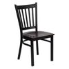 HERCULES Series Black Vertical Back Metal Restaurant Chair - Mahogany Wood Seat - XU-DG-6Q2B-VRT-MAHW-GG