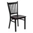 HERCULES Series Black Vertical Back Metal Restaurant Chair - Mahogany Wood Seat - XU-DG-6Q2B-VRT-MAHW-GG