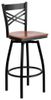 HERCULES Series Black ''X'' Back Swivel Metal Bar Stool - Cherry Wood Seat  - XU-6F8B-XSWVL-CHYW-GG