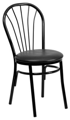 HERCULES Series Fan Back Metal Chair - Black Vinyl Seat - XU-698B-BLKV-GG