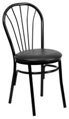 HERCULES Series Fan Back Metal Chair - Black Vinyl Seat - XU-698B-BLKV-GG