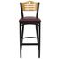 HERCULES Slat Back Black Metal Bar Stool with Burgundy Vinyl Seat and Natural Wood Back - XU-DG-6H3B-SLAT-BAR-BURV-GG